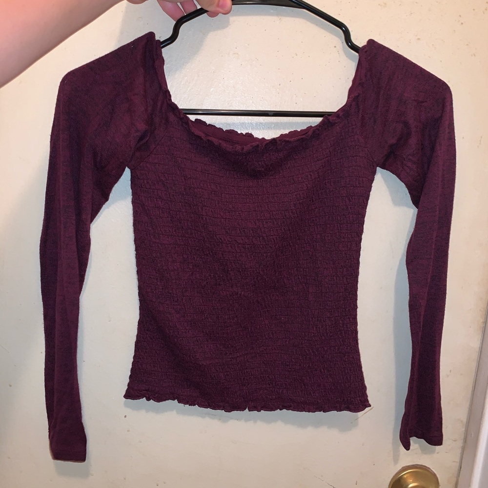 Burgundy Off the Shoulder Top
